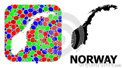 Mosaic Hole and Solid Map of Norway Vector Illustration