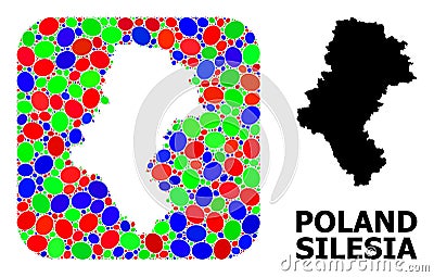 Mosaic Hole and Solid Map of Silesia Province Vector Illustration