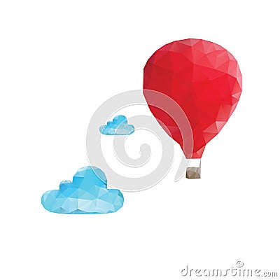 Mosaic hot balloon with clouds Stock Photo