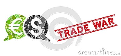 International Payments Mosaic and Grunge Trade War Stamp Seal with Lines Vector Illustration