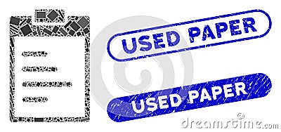 Rectangle Mosaic Inventory Pad with Textured Used Paper Stamps Vector Illustration