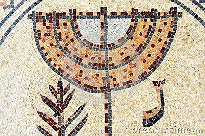 Mosaic of a Jewish menorah Editorial Stock Photo