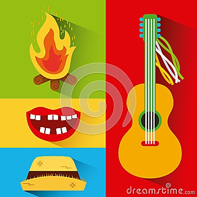 Mosaic junina festivity Vector Illustration