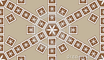 Mosaic Le Domus Romane brown flower inside seamless pattern Vector Illustration