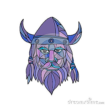 Viking Head Mascot Mosaic Vector Illustration