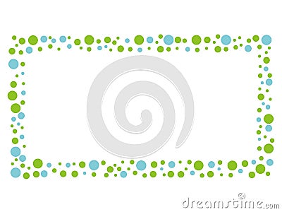 Mosaic message frame with blue and green dot pattern. Cartoon Illustration