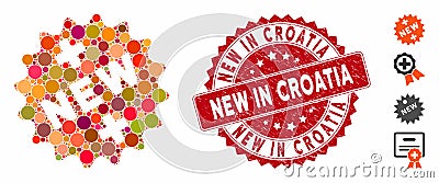 Mosaic New Medical Sticker Icon with Textured New in Croatia Stamp Stock Photo