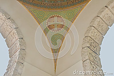 Mosaic ornament, detail of the arcade in Kerepesi Cemetery, Budapest Editorial Stock Photo