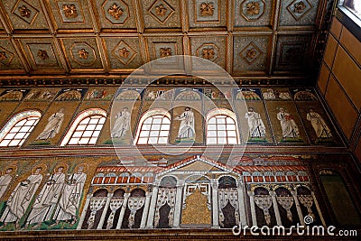 Mosaic of the Palace of Theodoric in Sant Apollinare Nuovo Stock Photo