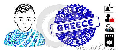 Mosaic Patrician Citizen Icon with Scratched Greece Seal Vector Illustration