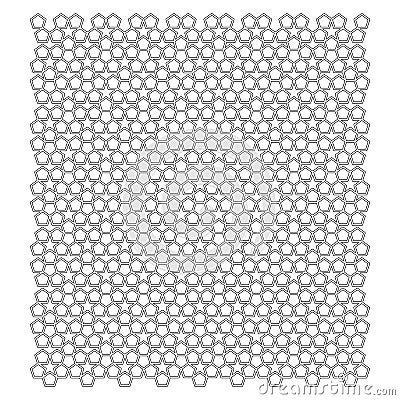 Mosaic of penrose pentagons in black and white. vector. Vector Illustration