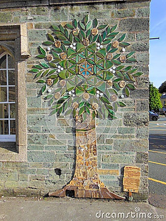 Mosaic picture of tree on building wall Editorial Stock Photo