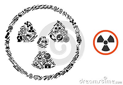 Mosaic Radiation Danger with Health Symbols Vector Illustration