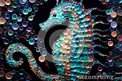 Mosaic representation of a seahorse Stock Photo