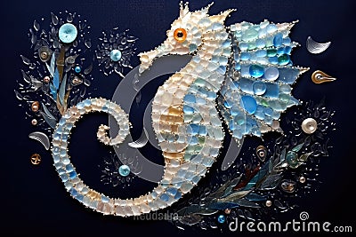 Mosaic representation of a seahorse Stock Photo