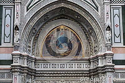 Mosaic of the right lunette of the Santa Maria in Fiore cathedral Editorial Stock Photo