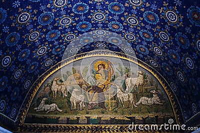 Mosaic in roman Galla Placidia mausoleum Editorial Stock Photo