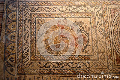 Mosaic at the Roman Museum, Museo Nacional de Arte Romano Merida, Spain Editorial Stock Photo