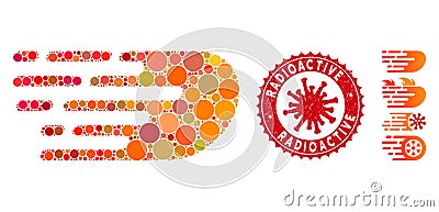 Mosaic Rush Bolide Icon with Coronavirus Textured Radioactive Seal Vector Illustration