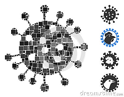 Square SARS Virus Icon Vector Mosaic Vector Illustration