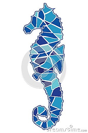 Mosaic Seahorse Vector Illustration