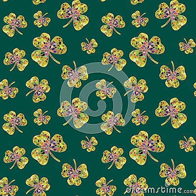 Mosaic shamrock seamless pattern Stock Photo