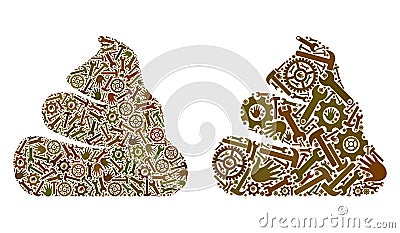 Mosaic Shit Icons of Repair Tools Vector Illustration