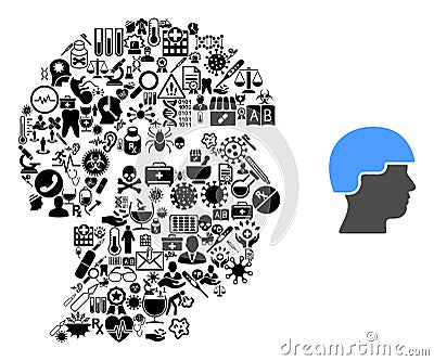 Mosaic Soldier of Medicine Icons Vector Illustration