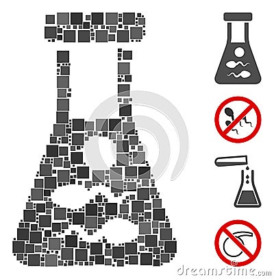 Square Sperm Retort Icon Vector Collage Stock Photo