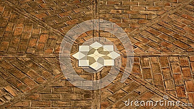 Mosaic star on the floor, detail of Gibralfaro castle, Malaga Stock Photo