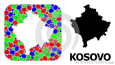 Mosaic Stencil and Solid Map of Kosovo Vector Illustration