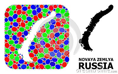 Mosaic Stencil and Solid Map of Novaya Zemlya Islands Vector Illustration