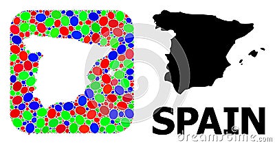 Mosaic Stencil and Solid Map of Spain Vector Illustration