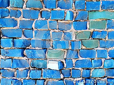 Vintage Blue mosaic background, pattern with cracks Stock Photo