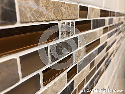 Mosaic tiles made of glass and stone, close up Stock Photo