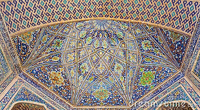 Mosaic in Tilya Kori Madrasah in Samarkand, Uzbekistan Stock Photo