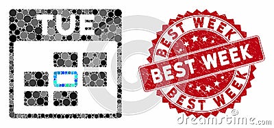 Mosaic Tuesday Calendar Grid with Grunge Best Week Stamp Stock Photo