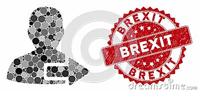 Mosaic User Logout Arrow with Grunge Brexit Seal Stock Photo