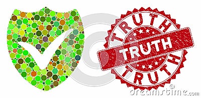 Collage Valid Shield with Grunge Truth Seal Stock Photo