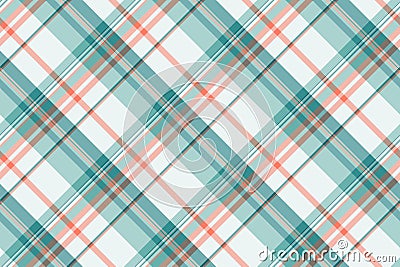 Mosaic vector check plaid, custom pattern textile tartan. Flooring background texture fabric seamless in light and cyan colors Vector Illustration