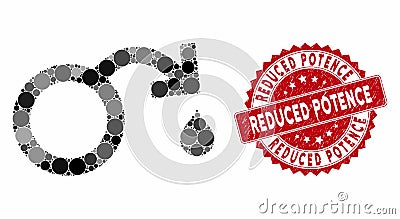 Mosaic Venereal Disease Impotence with Scratched Reduced Potence Seal Stock Photo