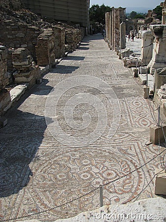 Mosaic walkways in ephesus Stock Photo