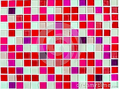 Mosaic wall tile magenta pink tone color closeup Stock Photo