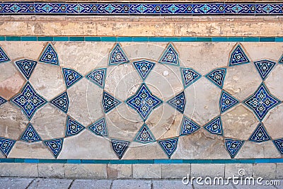 Mosaic wall and window in eastern style. Vintage arabic pattern with colorful mosaic wall Stock Photo
