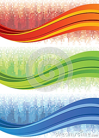 Mosaic Wave Banners Vector Illustration
