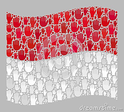 Waving Electoral Monaco Flag - Collage of Raised Up Electoral Arms Vector Illustration