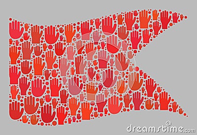 Waving Electoral Red Guidon Flag - Collage of Raised Like Hands Vector Illustration