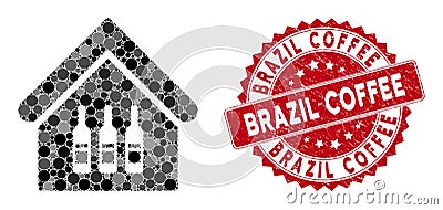 Mosaic Wine Bar with Scratched Brazil Coffee Stamp Stock Photo