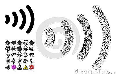Mosaic Wireless Icon of Infection Viruses Vector Illustration