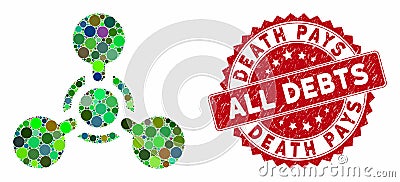 Mosaic WMD Nerve Agent Chemical Warfare with Distress Death Pays All Debts Seal Stock Photo